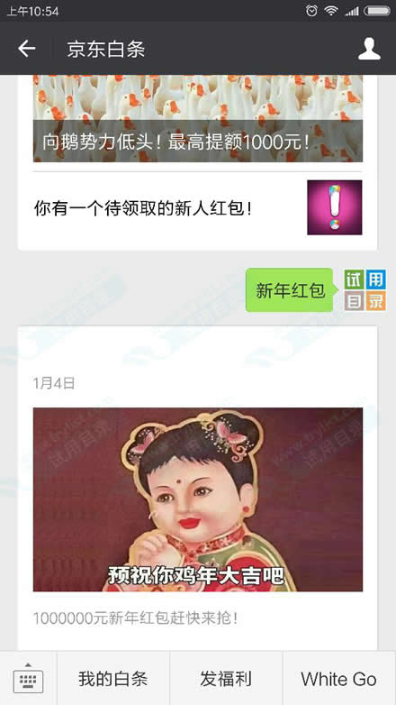 免费领 京东白条 随机直降券
