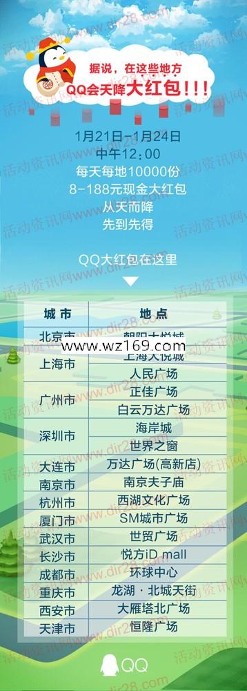 腾讯AR金色红包 每天每地区1万份8-188元QQ现金红包