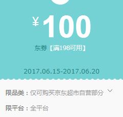 京东超市 新客198-100东券 限铜牌以上