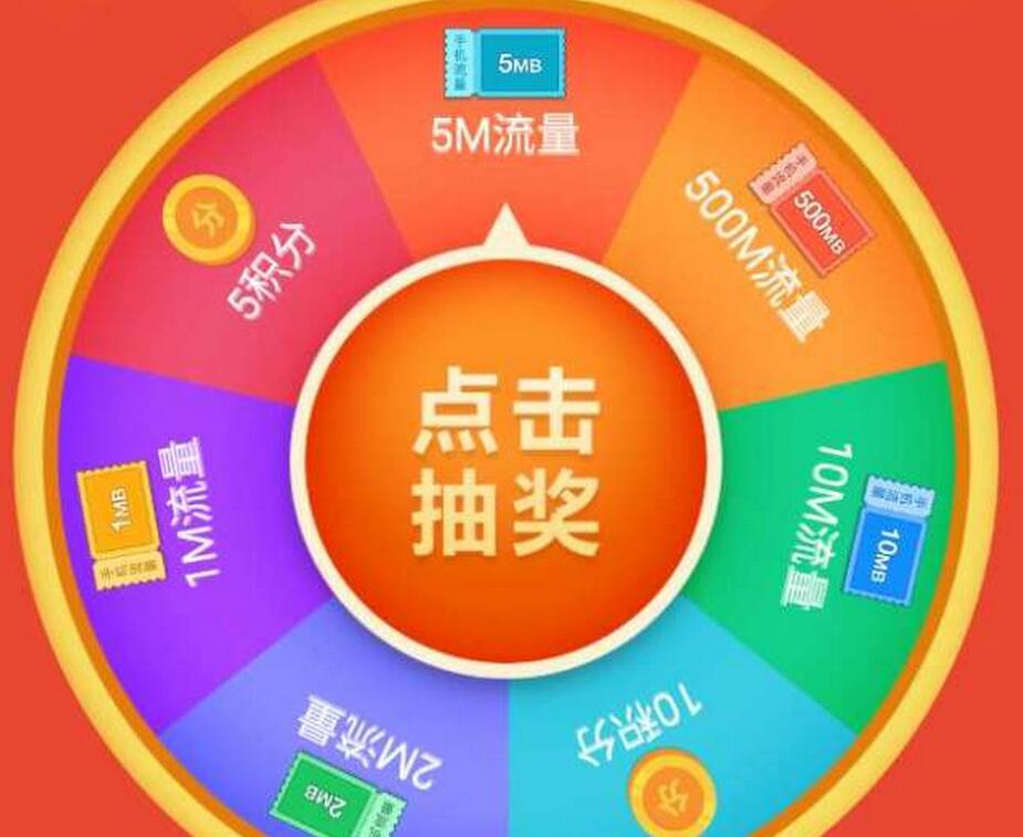 闪电玩转盘 抽5-500M手机流量等礼