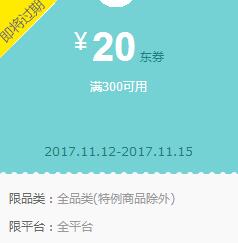 京东领券 全品类300-20东券