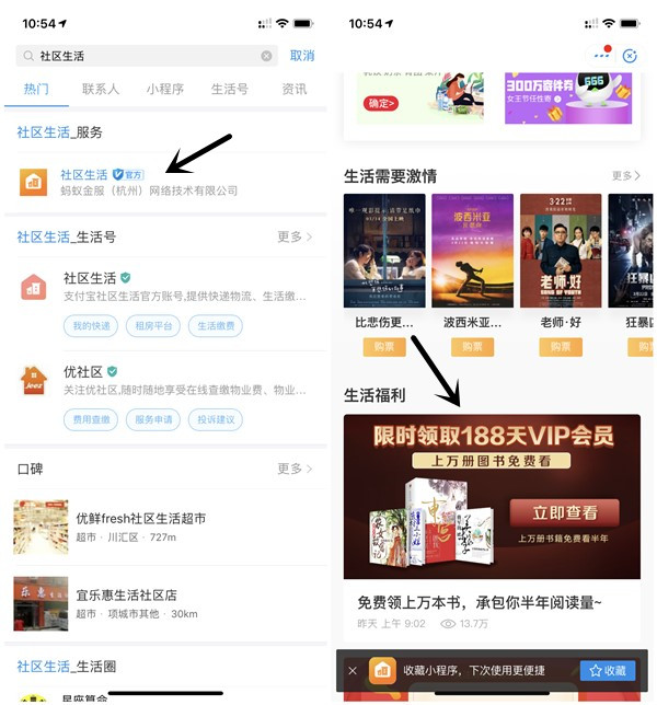 支付宝社区生活免费领取188天书旗小说VIP_看书的上