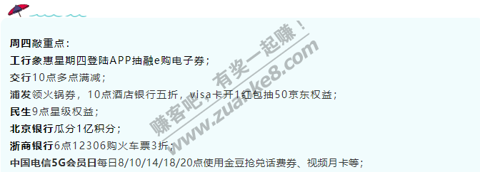 12月17日周四，银行活动汇总，敲重点！浦发领火锅券，10点酒店银行五折等