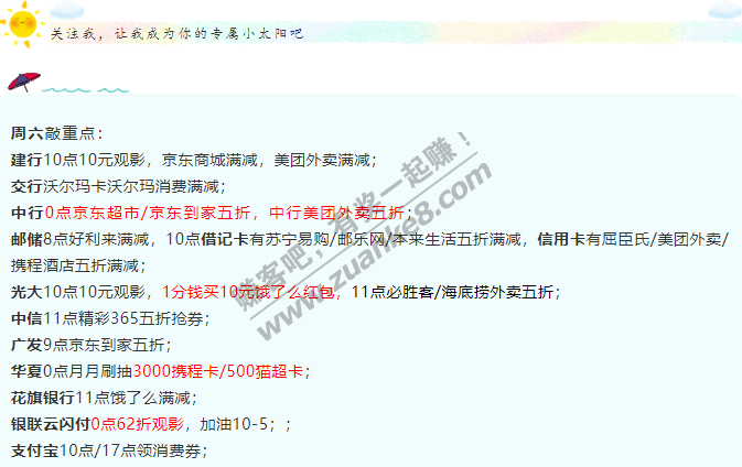 1月23号周六，银行活动汇总，敲重点！交行沃尔玛卡沃尔玛消费满减