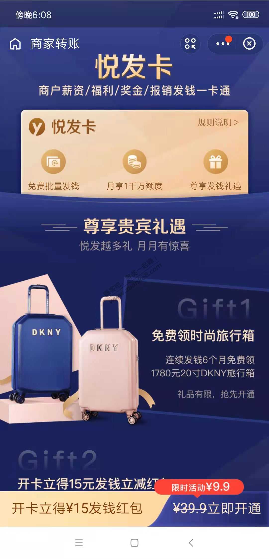 ZFB，转账六个月给DKNY行李箱